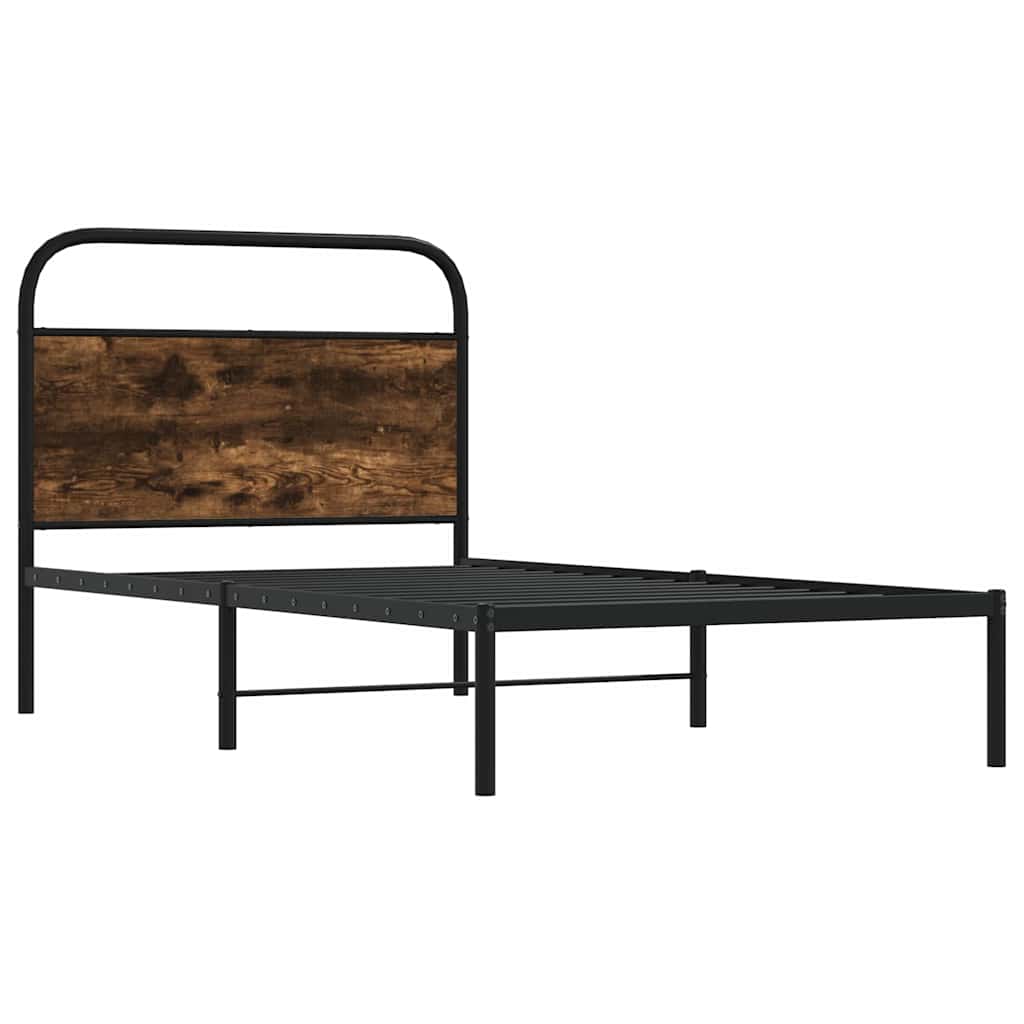 vidaXL Bedframe zonder matras bewerkt hout gerookt eiken 107x203 cm afbeelding