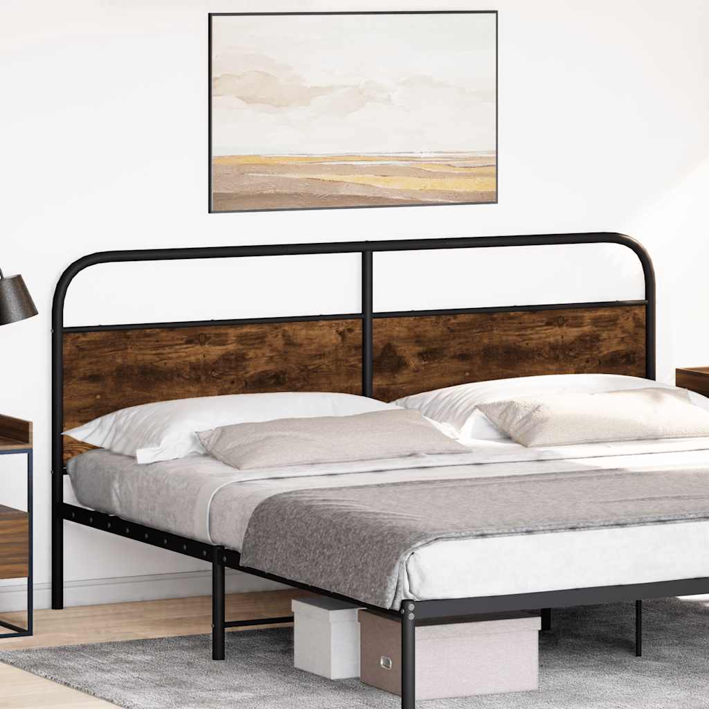 vidaXL Hoofdbord 190 cm staal en bewerkt hout gerookt eikenkleurig afbeelding
