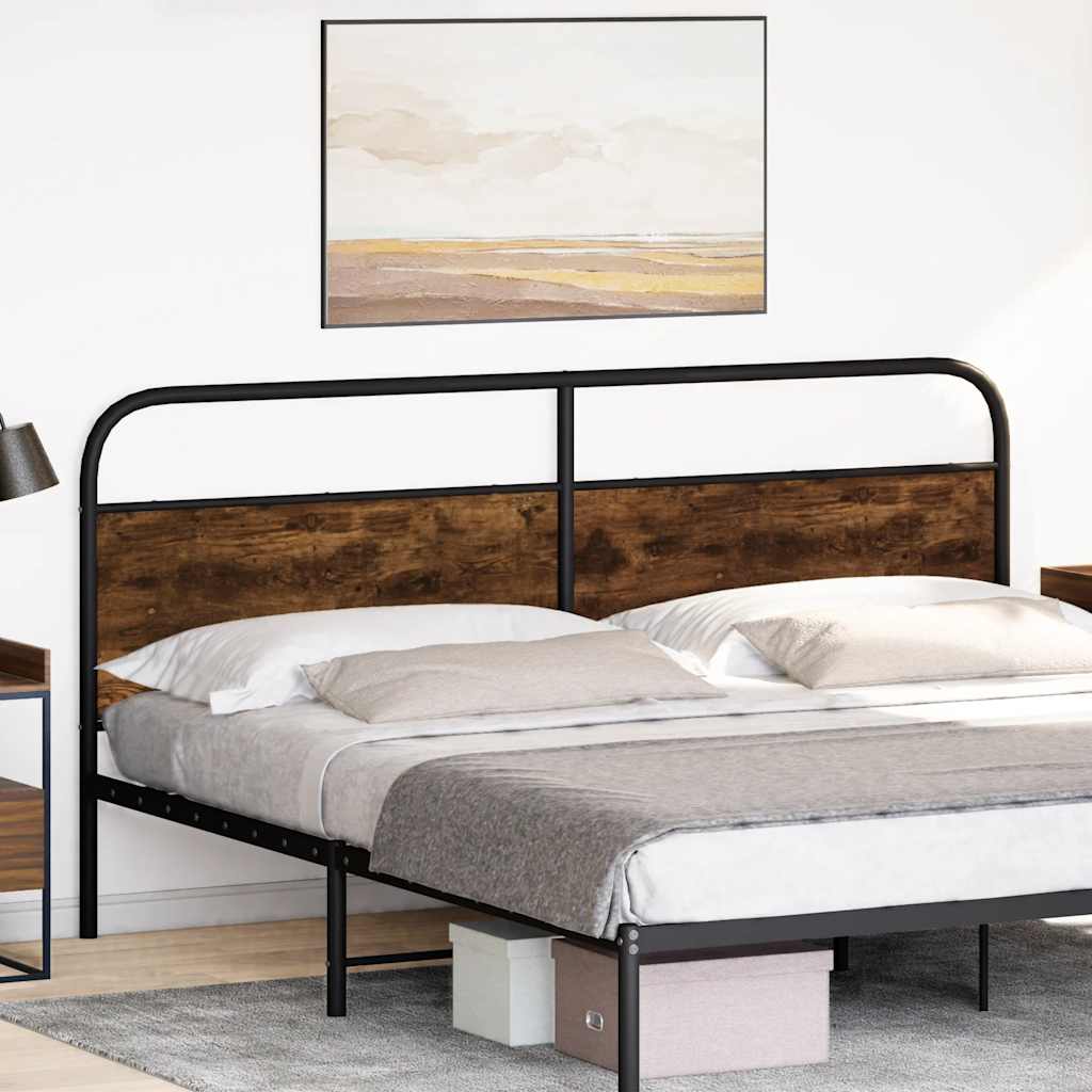 vidaXL Hoofdbord 200 cm staal en bewerkt hout gerookt eikenkleurig afbeelding