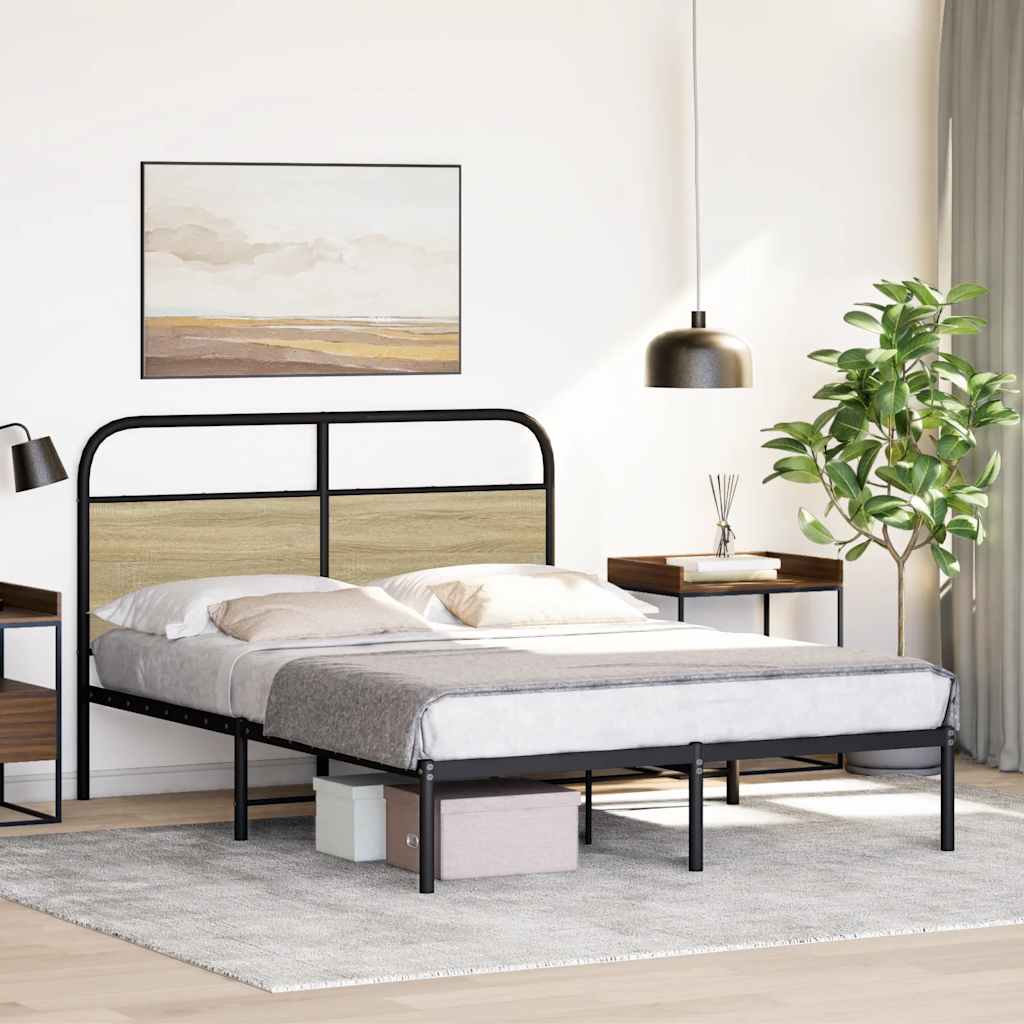 vidaXL Bedframe zonder matras bewerkt hout sonoma eikenkleur 140x200cm afbeelding
