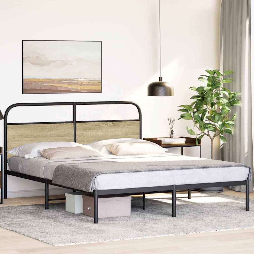 vidaXL Bedframe zonder matras bewerkt hout sonoma eikenkleur 150x200cm afbeelding
