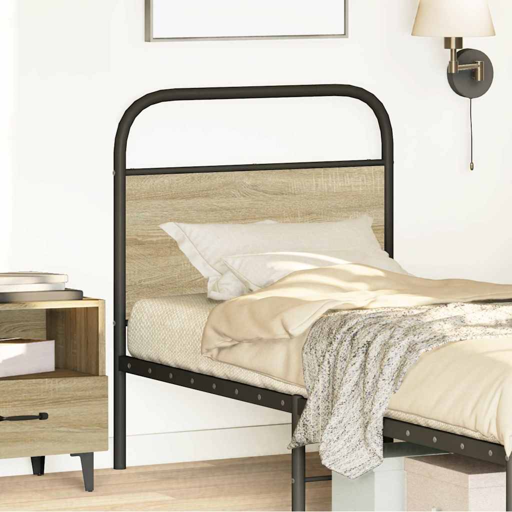 vidaXL Hoofdbord 80 cm staal en bewerkt hout sonoma eikenkleurig afbeelding