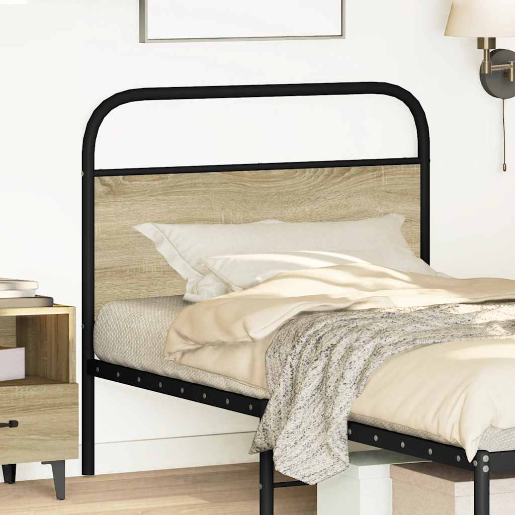 vidaXL Hoofdbord 107 cm staal en bewerkt hout sonoma eikenkleurig afbeelding
