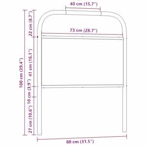 Náhradní čelo postele hnědý dub 75 cm ocel a kompozitní dřevo - obrázek 7
