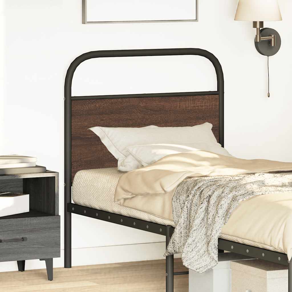 vidaXL Hoofdbord 80 cm bewerkt hout en staal bruin eikenkleurig afbeelding