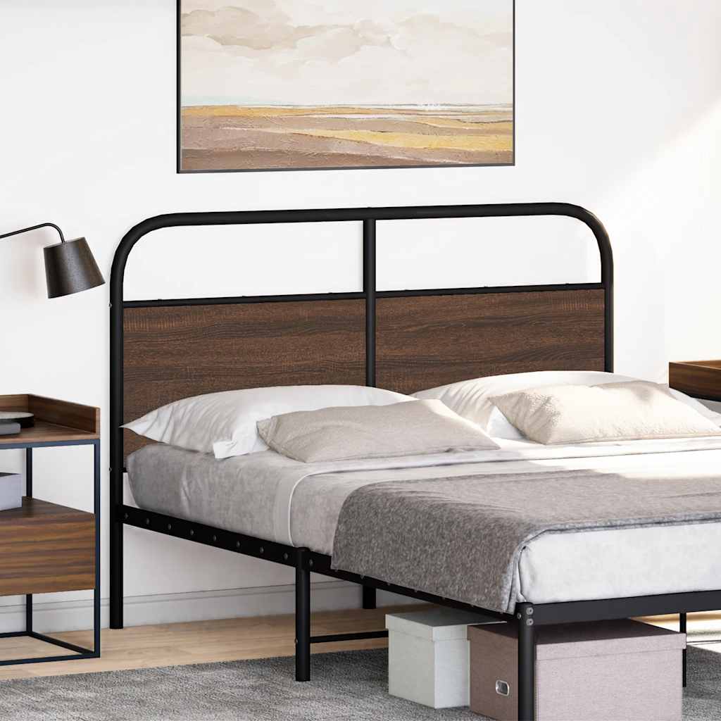 vidaXL barna tölgy színű acél és szerelt fa fejtámla 140 cm