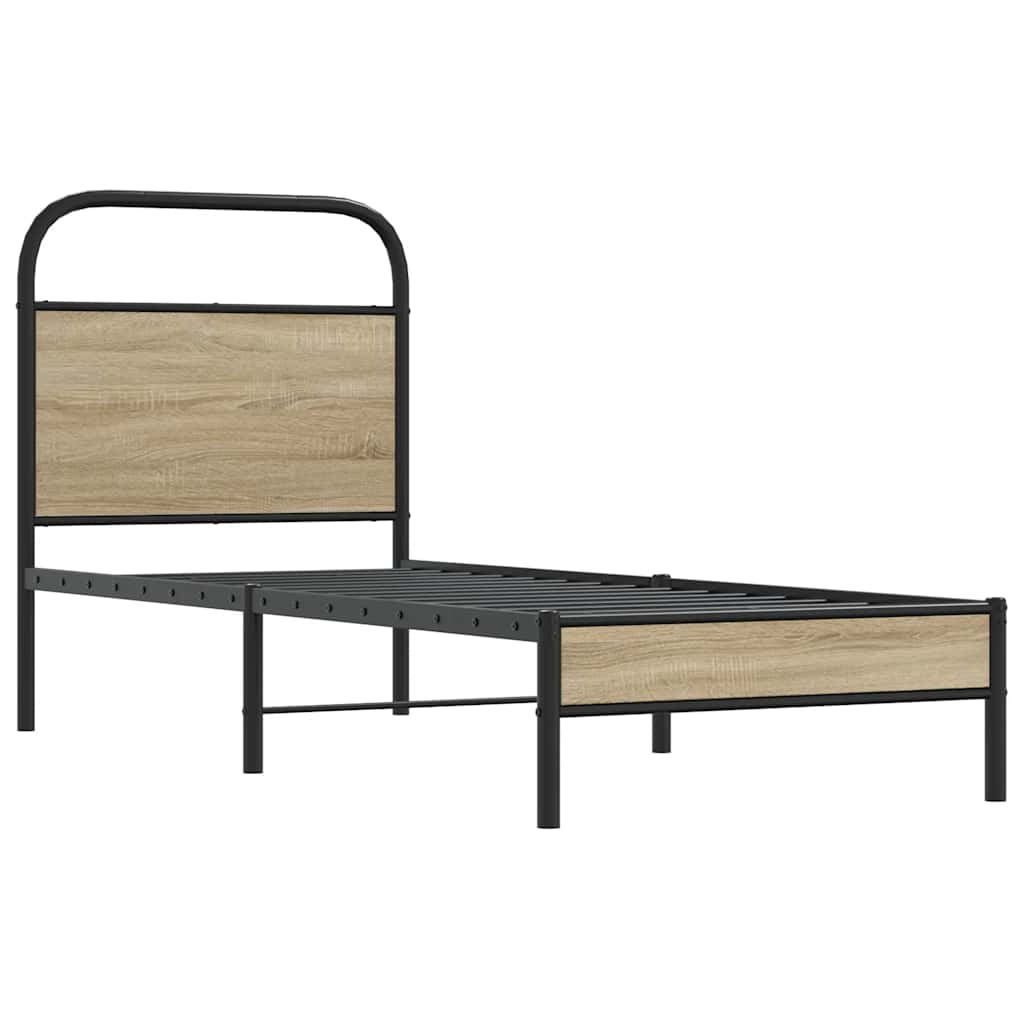 vidaXL Bedframe zonder matras bewerkt hout gerookt eiken 75x190 cm afbeelding
