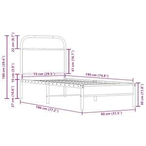 Rám postele bez matrace 75x190 cm kouřový dub kompozitní dřevo - obrázek 9