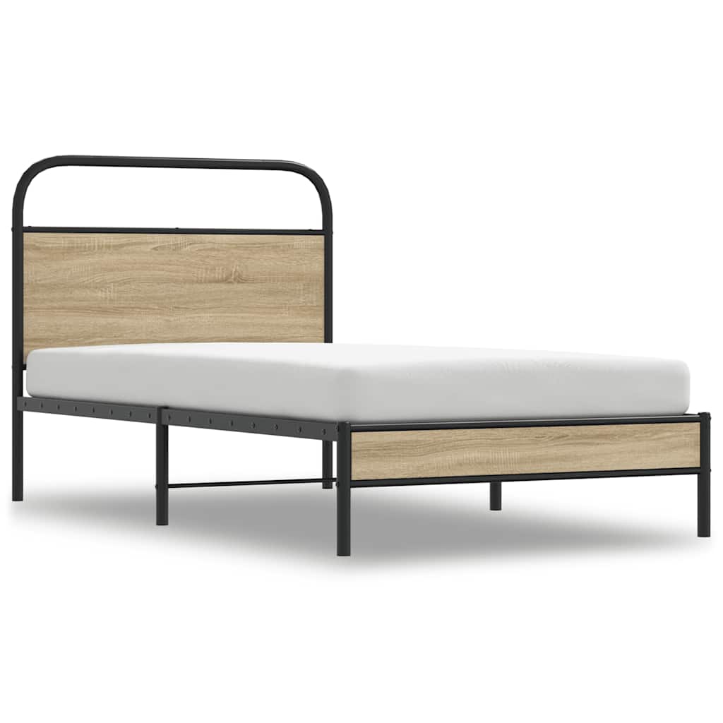 vidaXL Rám postele bez matrace 100x200 cm kouřový dub kompozitní dřevo