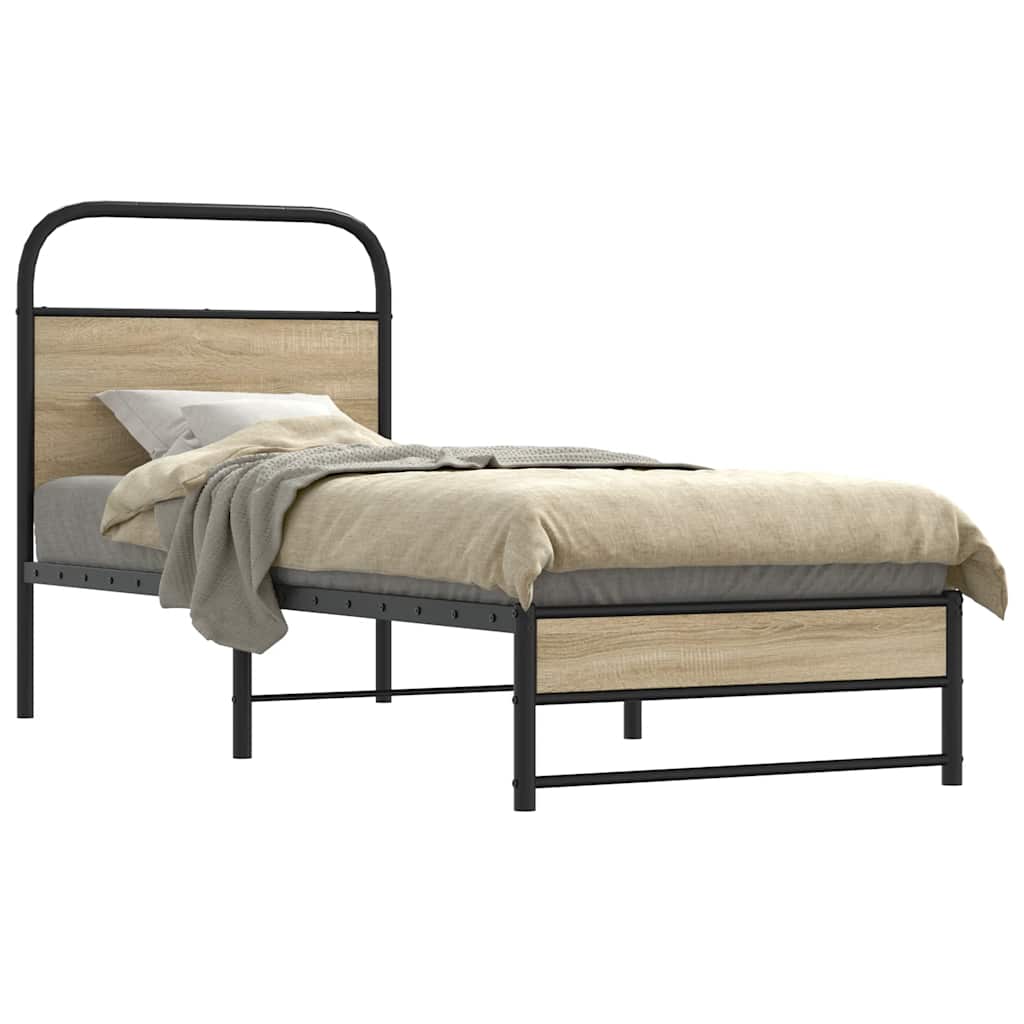 vidaXL Bettgestell ohne Matratze 80x200 cm Räuchereiche Holzwerkstoff