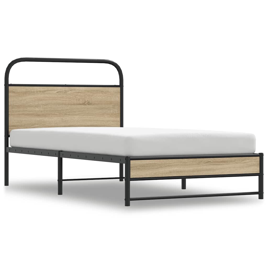 vidaXL Rám postele bez matrace 90x200 cm kouřový dub kompozitní dřevo