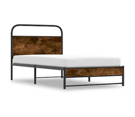 vidaXL Cadru de pat fără saltea 90x200cm Stejar fumuriu lemn prelucrat