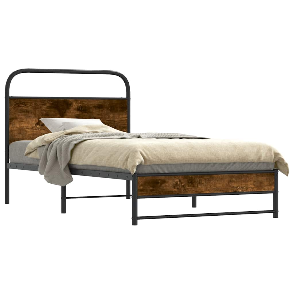 E-shop vidaXL Posteľný rám bez matraca 100x200 cm dymový dub kompozitné drevo