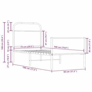 Rám postele bez matrace 75x190 cm dub sonoma kompozitní dřevo - obrázek 9