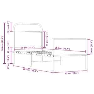 Rám postele bez matrace 80x200 cm dub sonoma kompozitní dřevo - obrázek 9