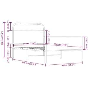 Rám postele bez matrace 90x190 cm dub sonoma kompozitní dřevo - obrázek 9