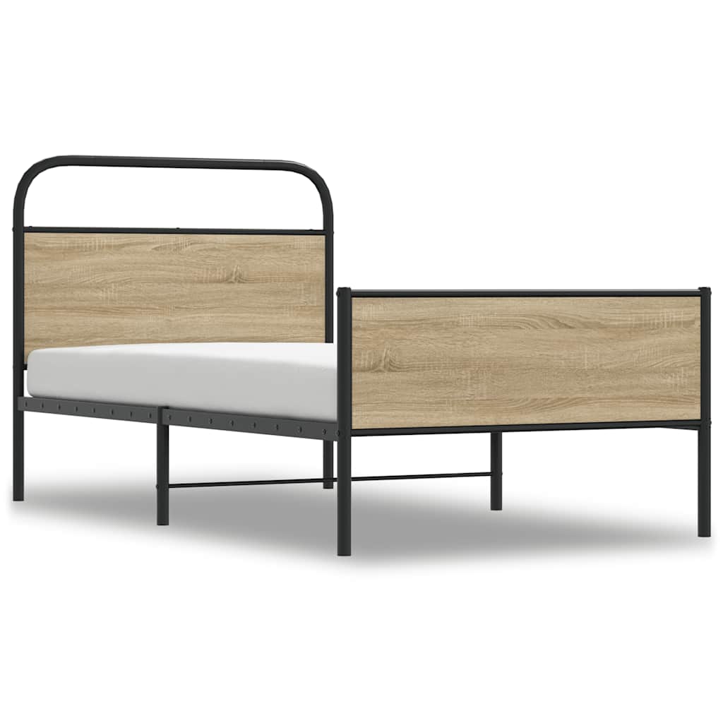 vidaXL Bedframe zonder matras bewerkt hout sonoma eikenkleur 90x200 cm afbeelding
