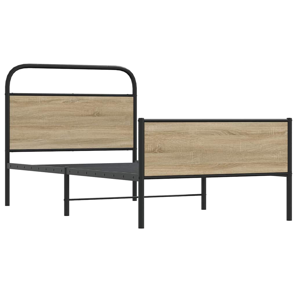 vidaXL Bedframe zonder matras bewerkt hout sonoma eikenkleur 107x203cm afbeelding