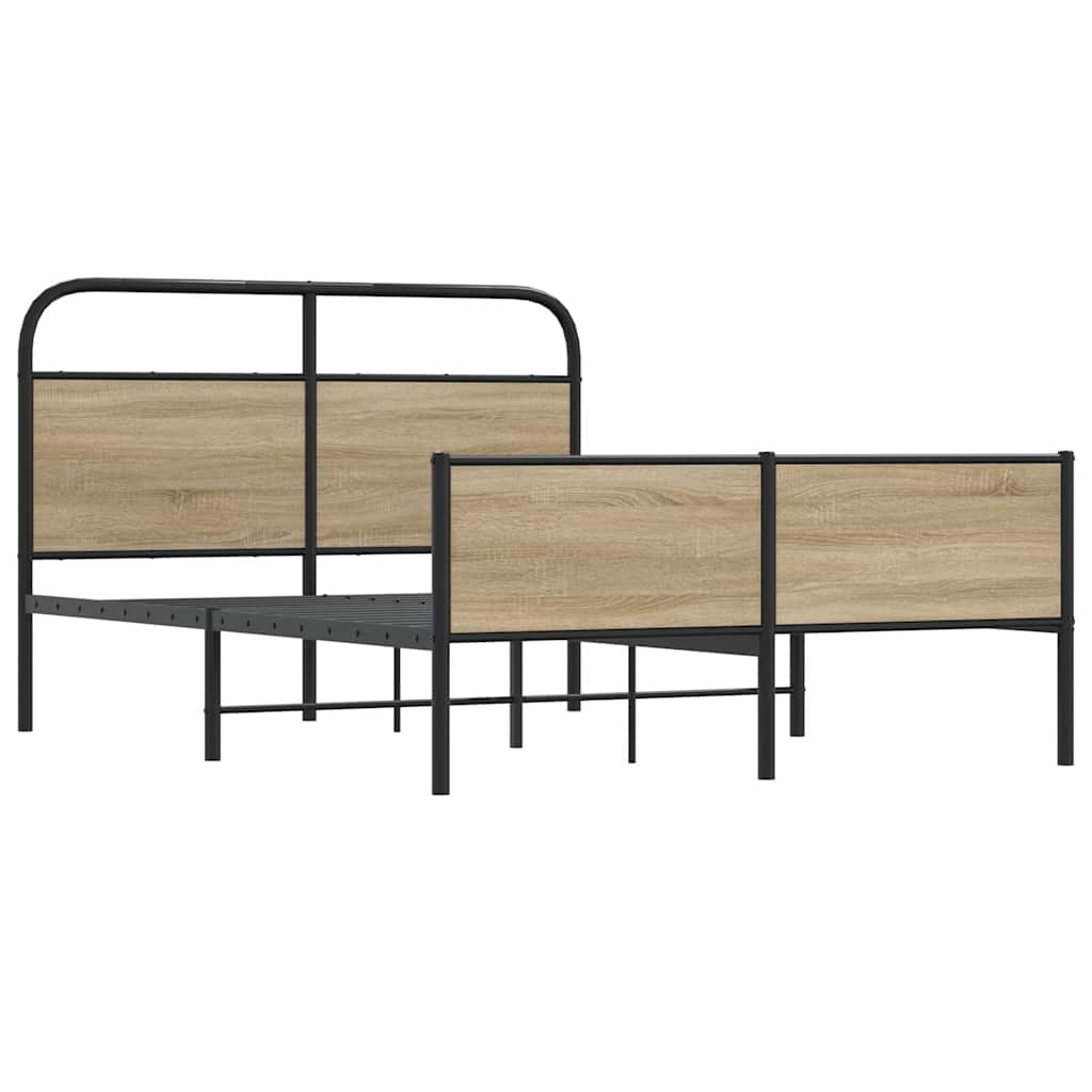 vidaXL Bedframe zonder matras bewerkt hout sonoma eikenkleur 135x190cm afbeelding