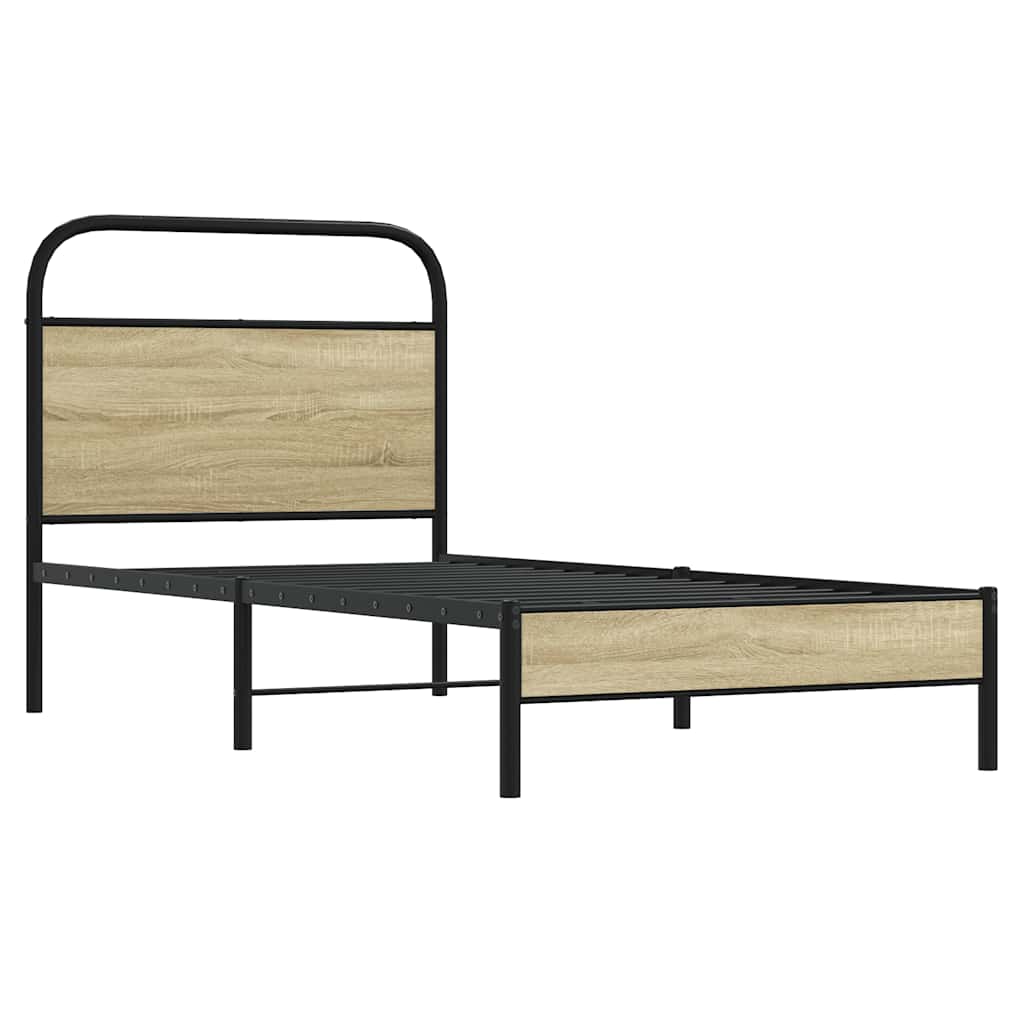 Thumbnail - vidaXL Bettgestell ohne Matratze 75x190 cm Sonoma-Eiche Holzwerkstoff