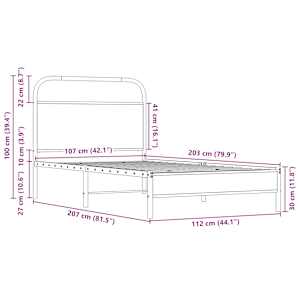 Rám postele bez matrace 107x203 cm dub sonoma kompozitní dřevo - obrázek 9