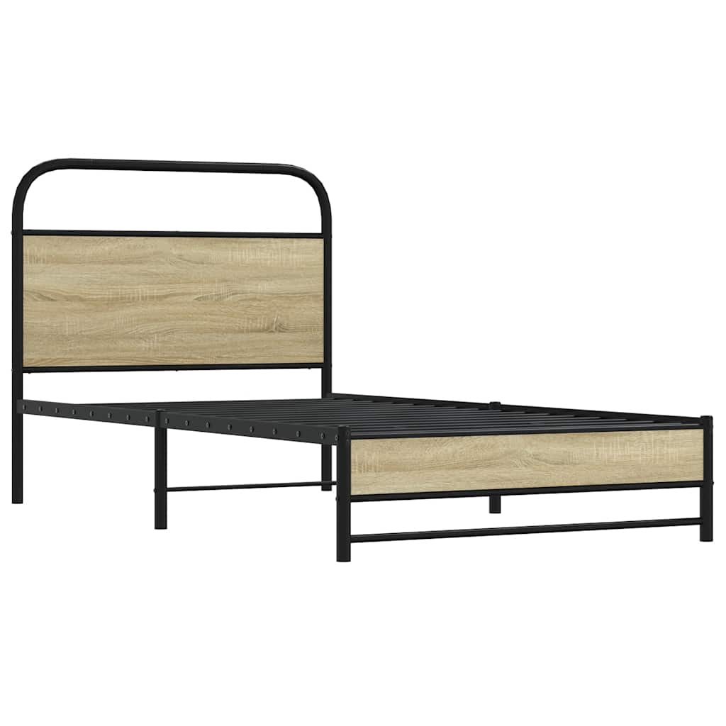 vidaXL Cadru pat fără saltea, stejar sonoma 100x190 cm lemn prelucrat