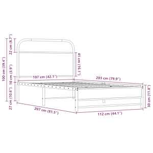 Rám postele bez matrace 107x203 cm dub sonoma kompozitní dřevo - obrázek 9