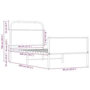 Rám postele bez matrace 80x200 cm dub sonoma kompozitní dřevo - obrázek 9