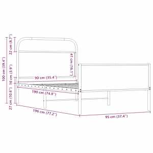 Rám postele bez matrace 90x190 cm dub sonoma kompozitní dřevo - obrázek 9