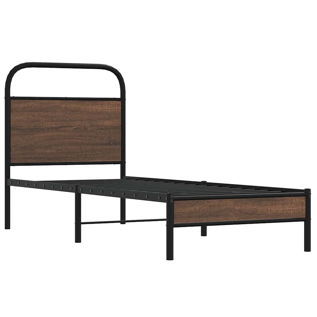 vidaXL Bedframe zonder matras bewerkt hout bruin eikenkleur 75x190 cm afbeelding