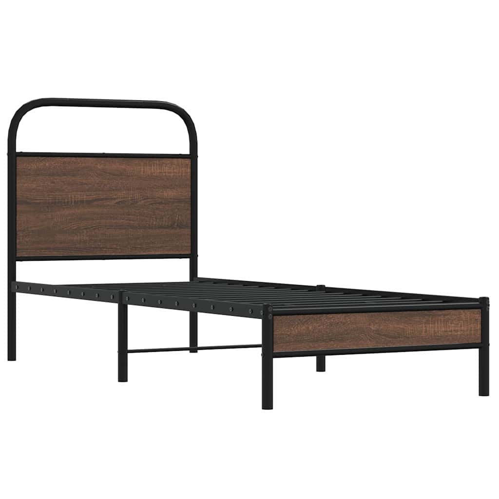vidaXL Sängynrunko ilman patjaa 80x200 cm ruskea tammi tekninen puu
