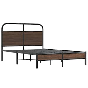 Rám postele bez matrace 135x190 cm hnědý dub kompozitní dřevo - obrázek 3
