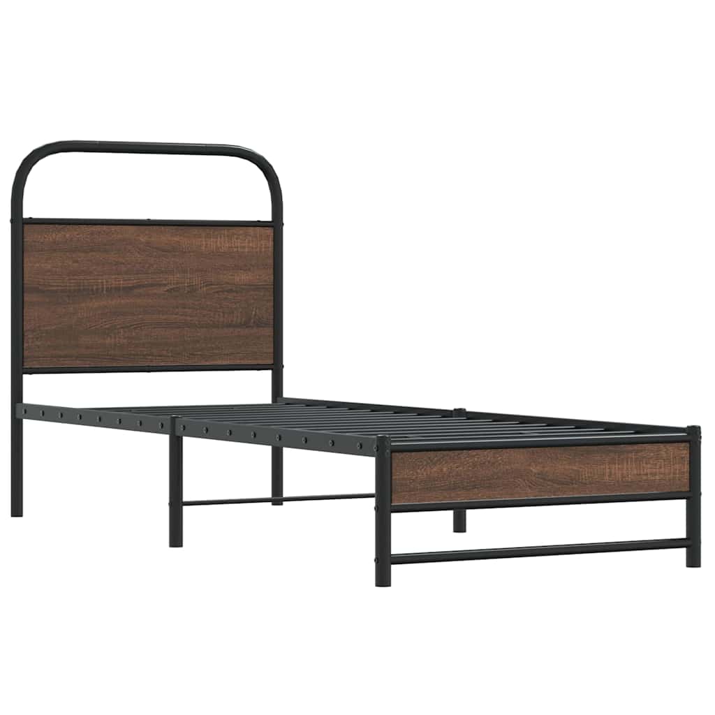 vidaXL Bedframe zonder matras bewerkt hout bruin eikenkleur 75x190 cm, foto 4