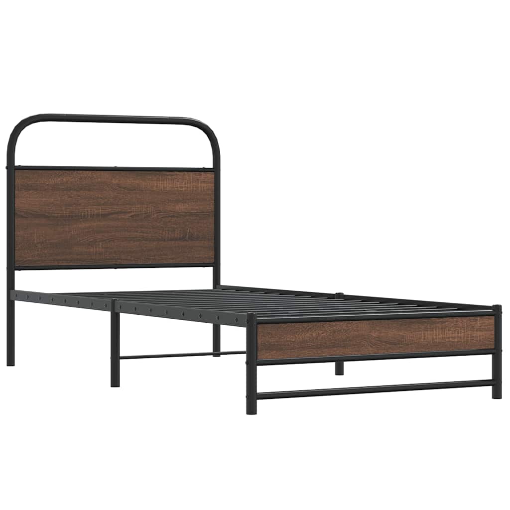 vidaXL Bedframe zonder matras bewerkt hout bruin eikenkleur 107x203 cm afbeelding