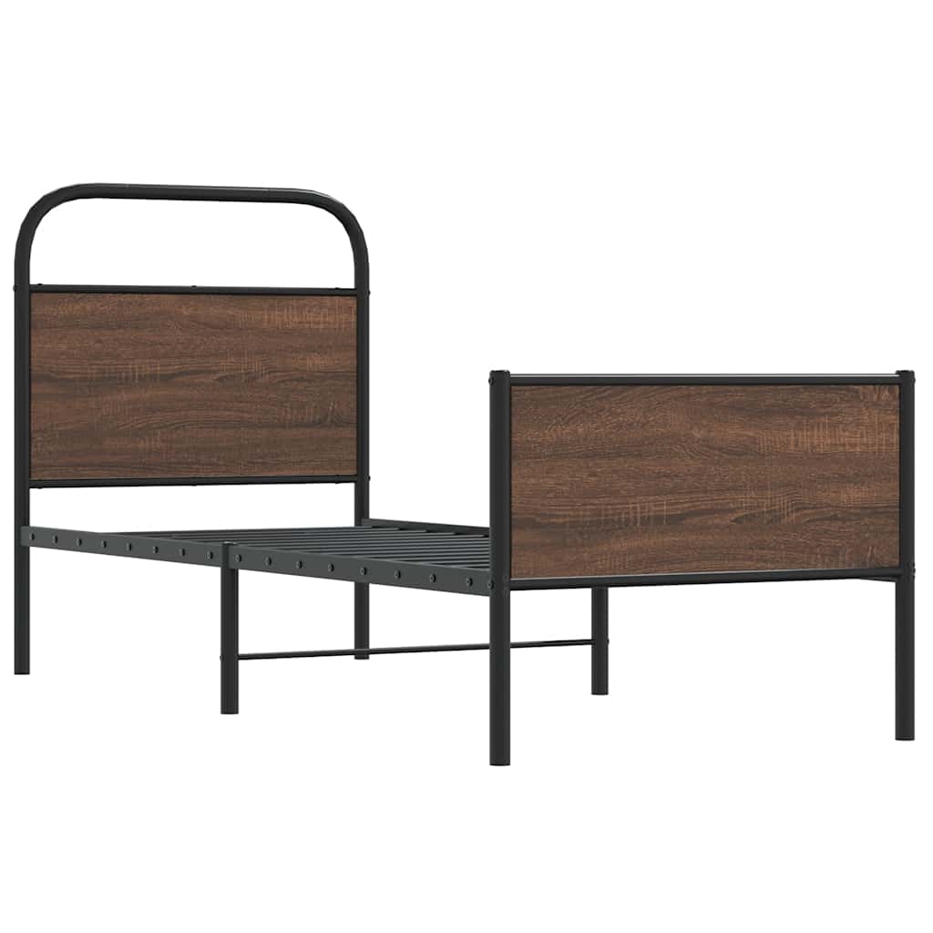 vidaXL Bedframe zonder matras bewerkt hout bruin eikenkleur 75x190 cm afbeelding