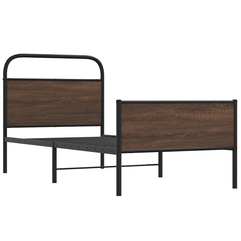 vidaXL Sängynrunko ilman patjaa 100x200 cm ruskea tammi tekninen puu
