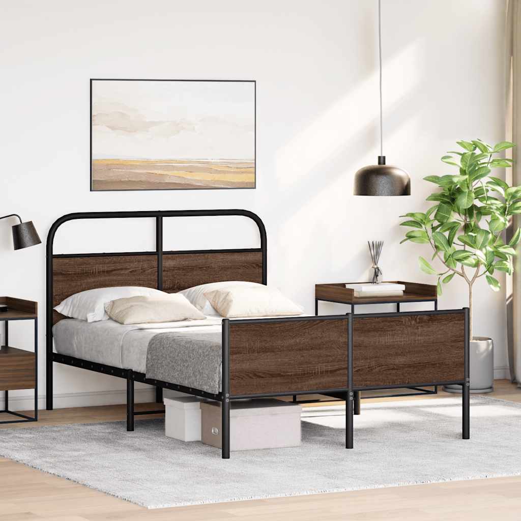 vidaXL Bedframe zonder matras bewerkt hout bruin eikenkleur 140x200 cm, foto 2