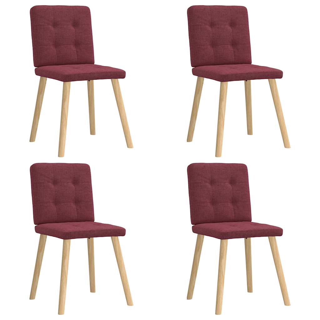 vidaXL Scaune de bucătărie, 4 buc., roșu vin, material  textil