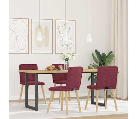 vidaXL Scaune de bucătărie, 4 buc., roșu vin, material textil