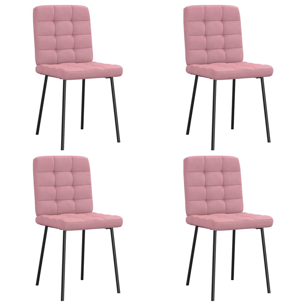 Cadeiras de jantar 4 pcs veludo rosa