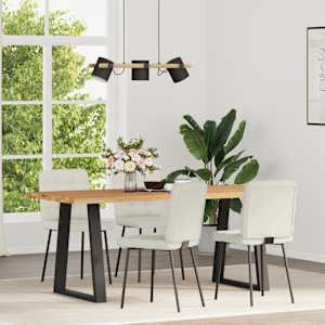 vidaXL Scaune de bucătărie, 4 buc., crem, catifea