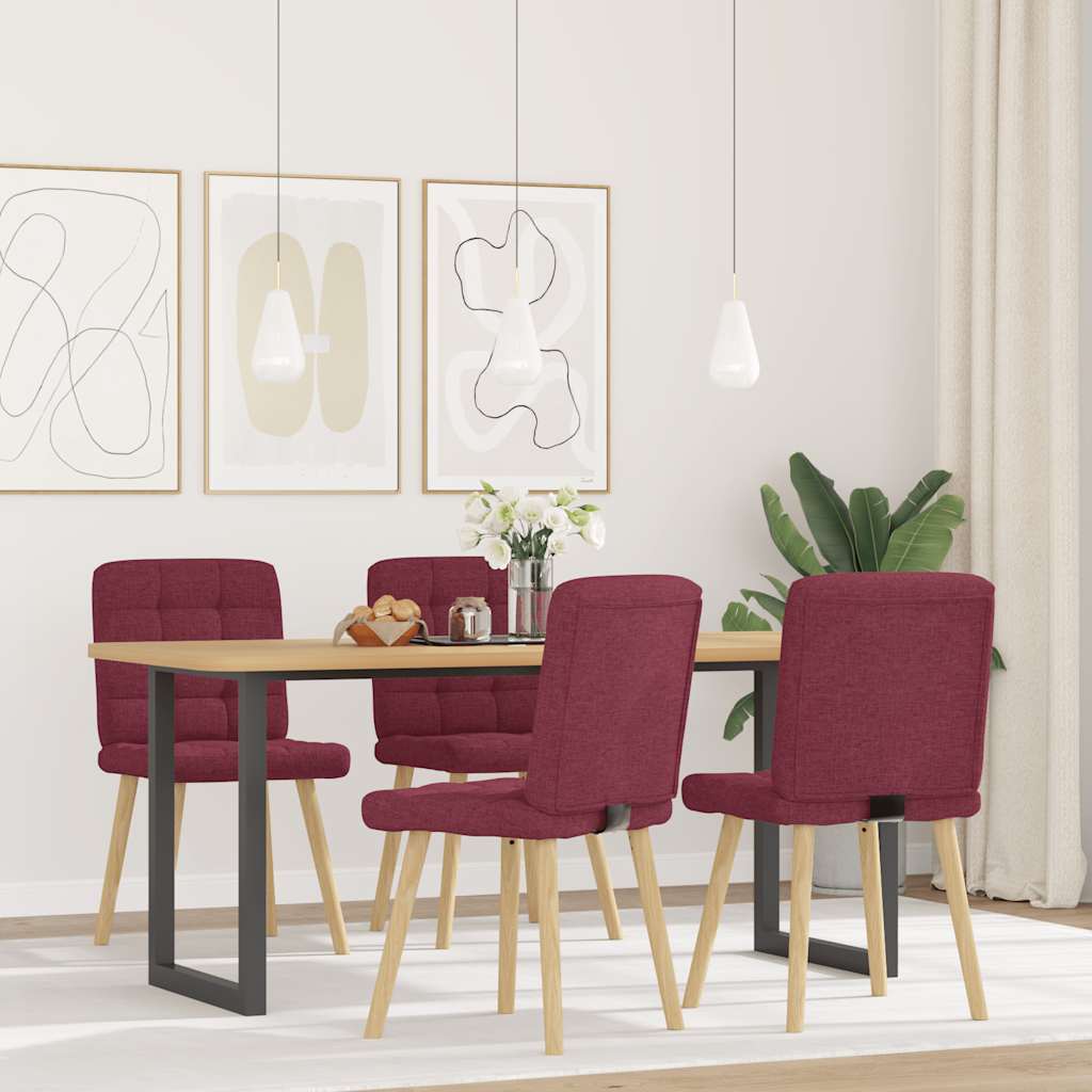 vidaXL Eetkamerstoelen 4 st stof wijnrood afbeelding