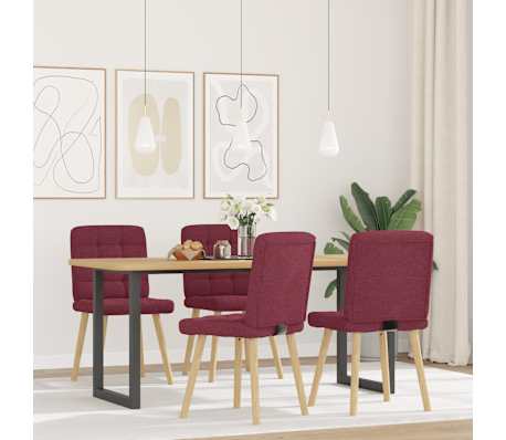 vidaXL Scaune de bucătărie, 4 buc., roșu vin, material textil