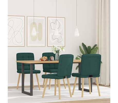 vidaXL Scaune de sufragerie 4 buc Tesatura verde inchis