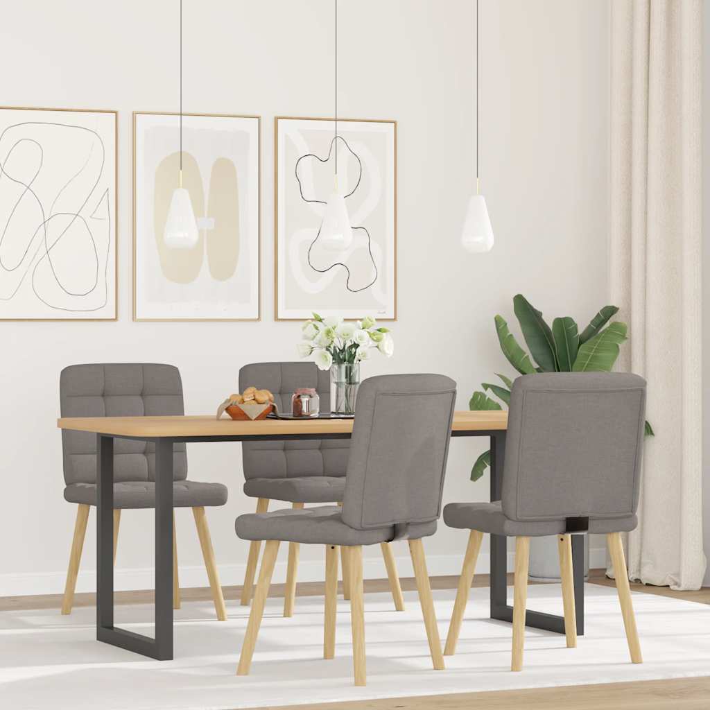 vidaXL Eetkamerstoelen 4 st draaibaar stof taupe afbeelding