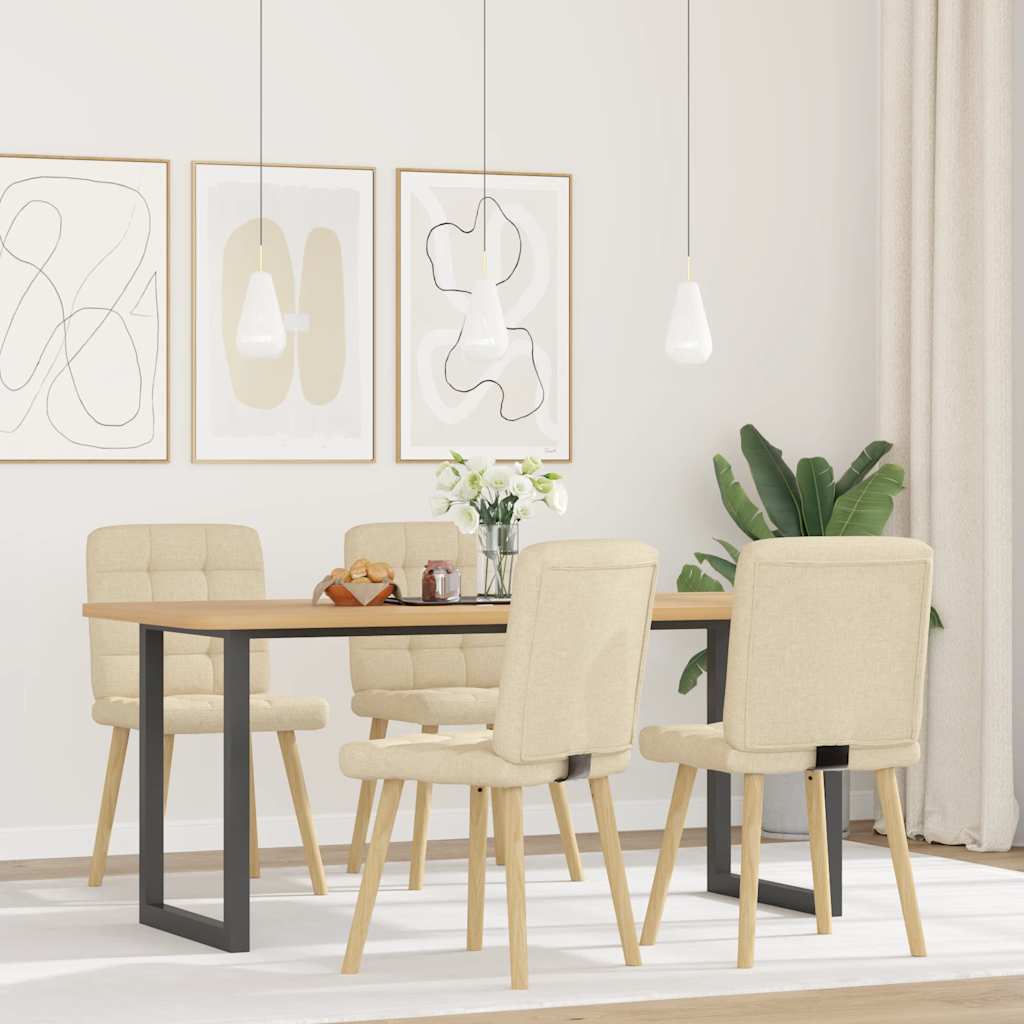 vidaXL Eetkamerstoelen 4 st stof crèmekleurig afbeelding