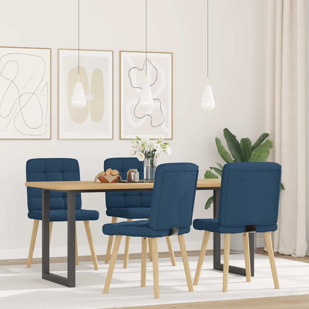 vidaXL Eetkamerstoelen 4 st stof blauw