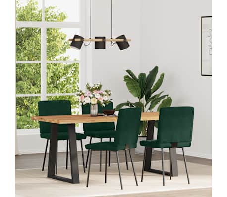 vidaXL Esszimmerst&uuml;hle 4 Stk. Dunkelgr&uuml;n Samt