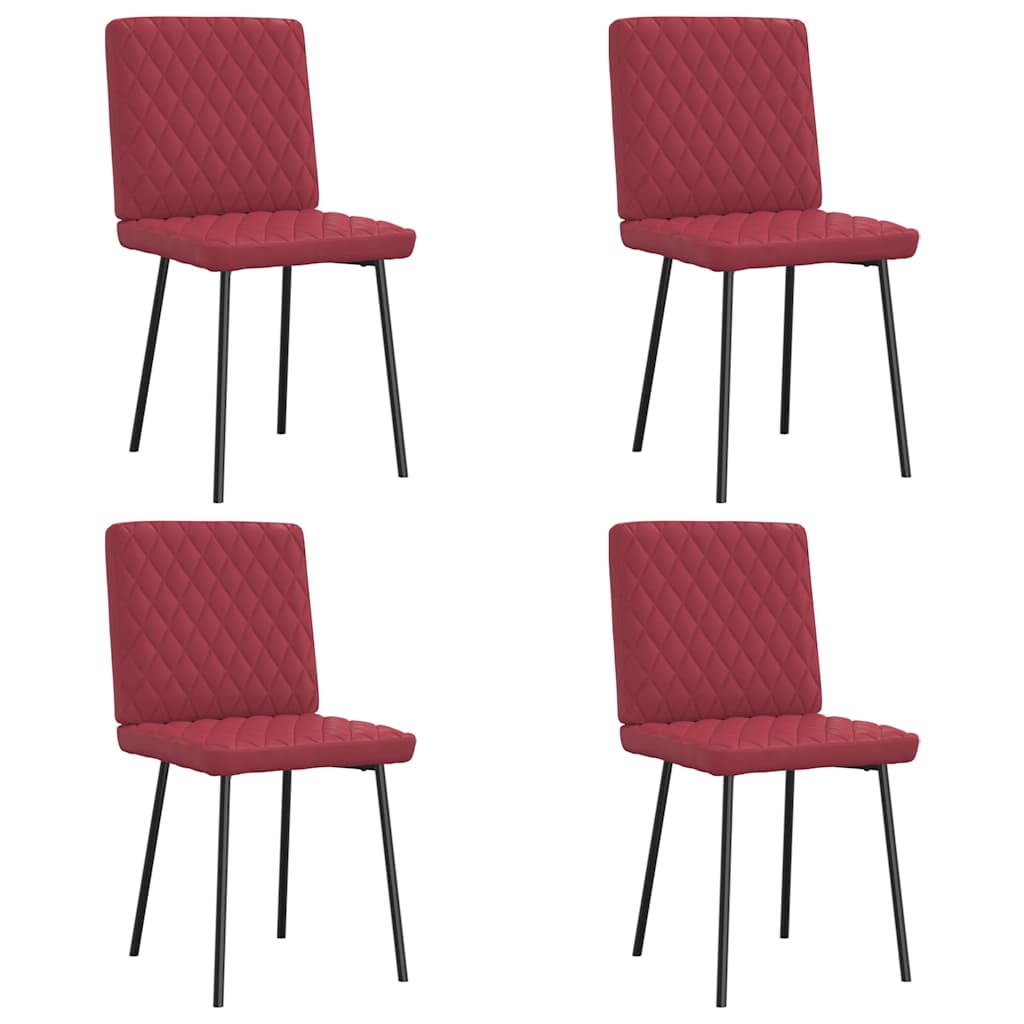 Cadeiras de jantar 4pcs couro artificial vermelho tinto