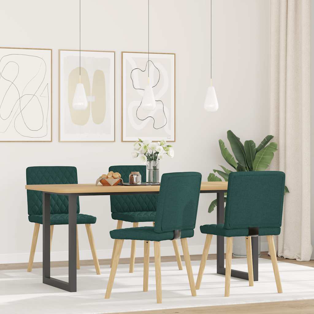 vidaXL Eetkamerstoelen 4 st stof donkergroen afbeelding